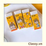  Gôm tẩy bút chì hình chữ nhật, màu vàng họa tiết chibi dùng cho học sinh, sinh viên PK1329 