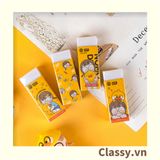  Gôm tẩy bút chì hình chữ nhật, màu vàng họa tiết chibi dùng cho học sinh, sinh viên PK1329 