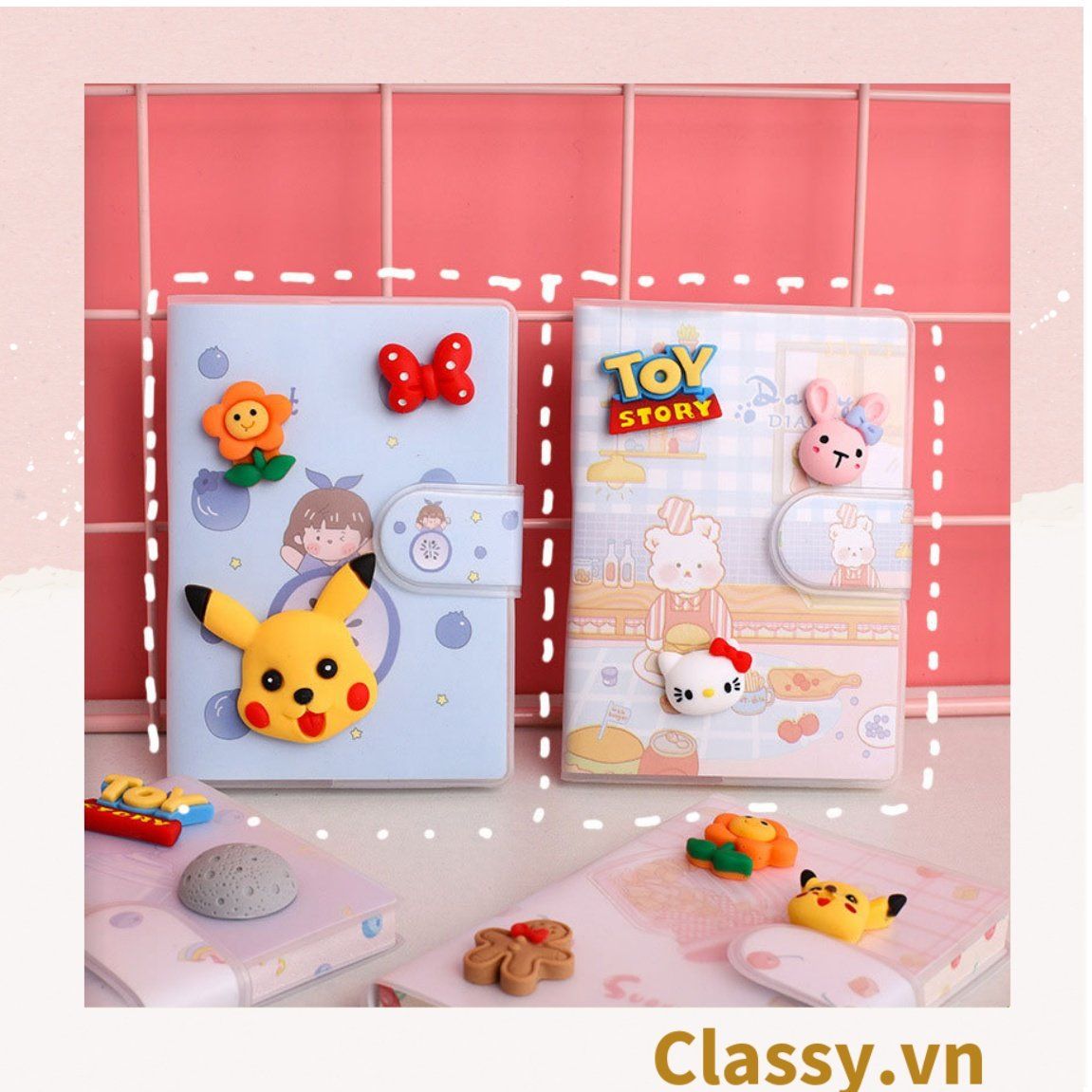 Sổ tay mini, sổ kẻ ngang, cài nút bấm nhiều họa tiết cute thích hợp cho học sinh/sinh viên PK1331