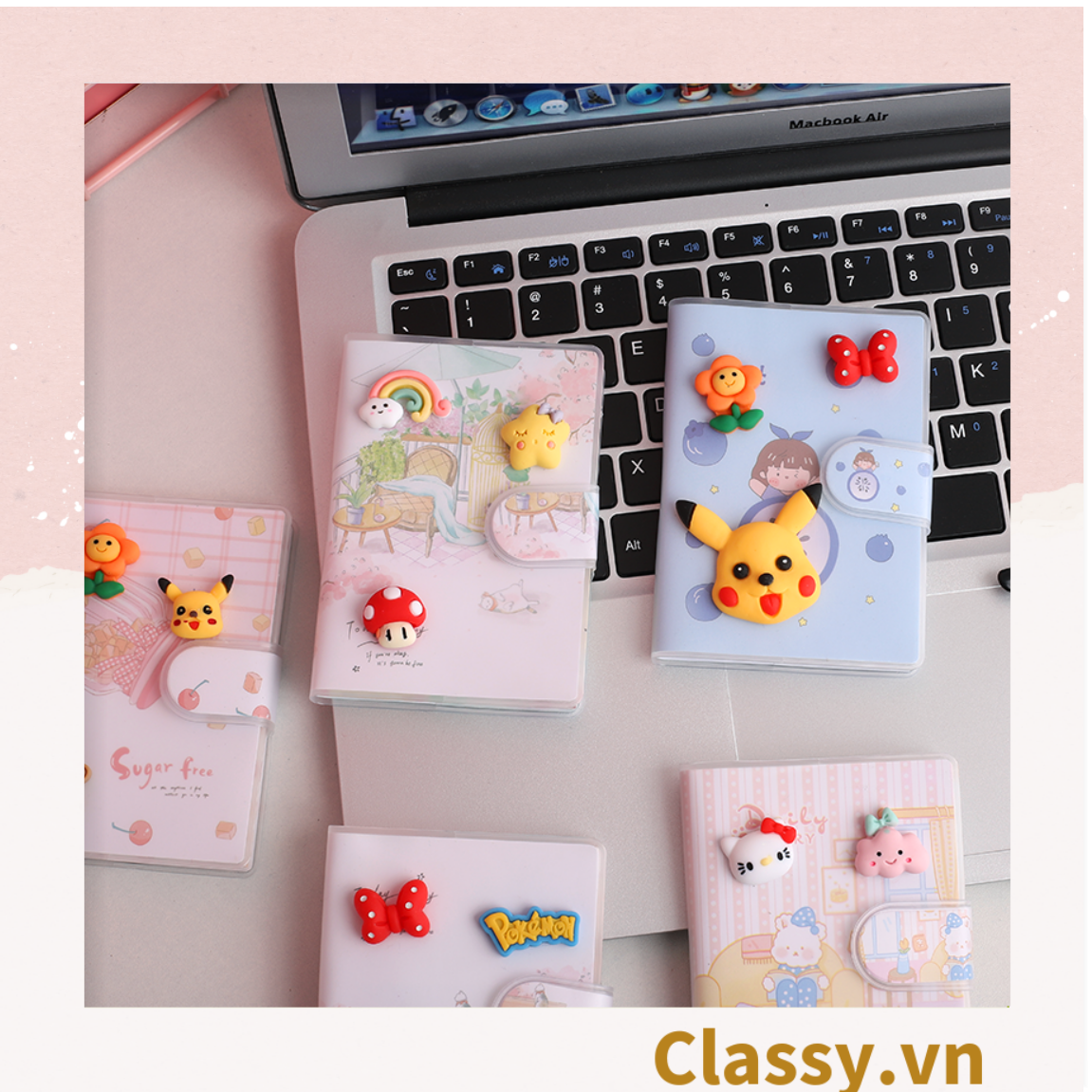 Sổ tay mini, sổ kẻ ngang, cài nút bấm nhiều họa tiết cute thích hợp cho học sinh/sinh viên PK1331