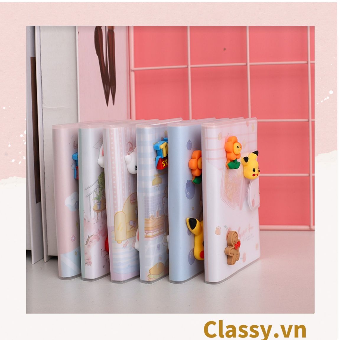 Sổ tay mini, sổ kẻ ngang, cài nút bấm nhiều họa tiết cute thích hợp cho học sinh/sinh viên PK1331