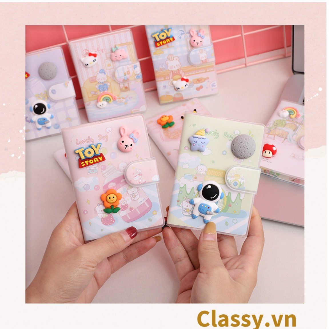 Sổ tay mini, sổ kẻ ngang, cài nút bấm nhiều họa tiết cute thích hợp cho học sinh/sinh viên PK1331