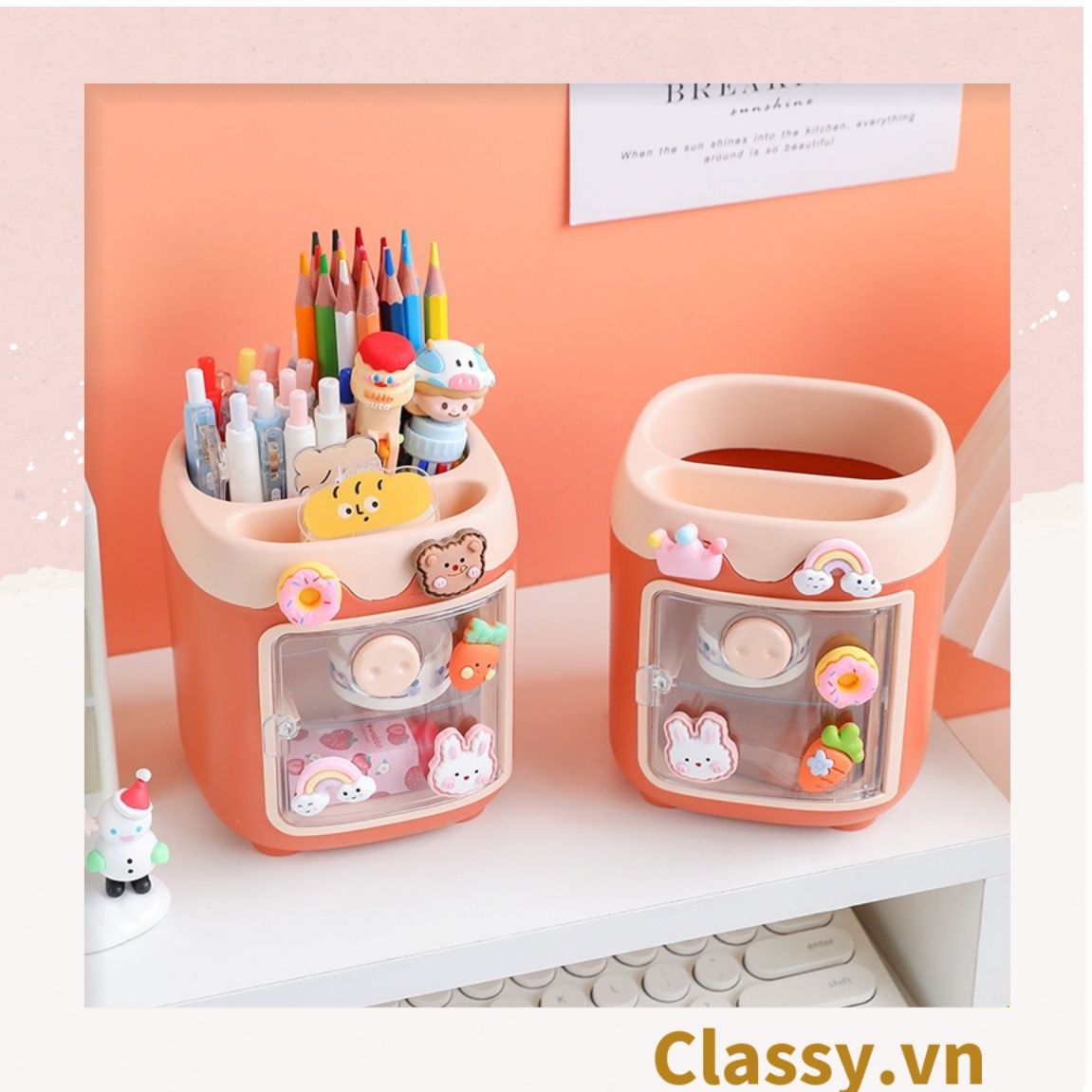 Hộp đựng bút để bàn, kệ đựng đồ trang điểm, phụ kiện, decor bàn làm việc PK1335