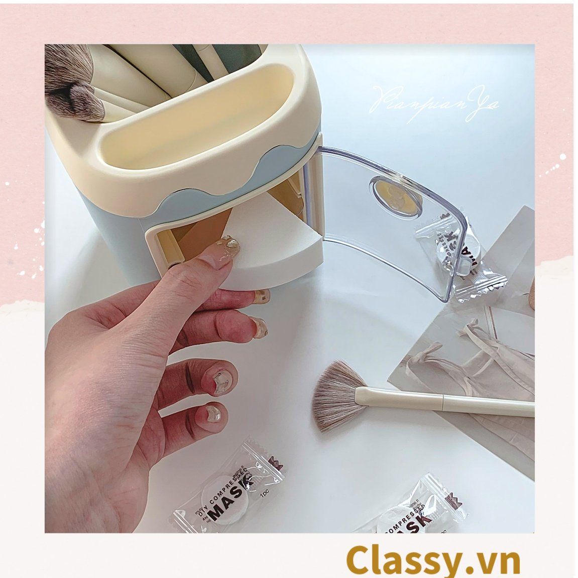 Hộp đựng bút để bàn, kệ đựng đồ trang điểm, phụ kiện, decor bàn làm việc PK1335