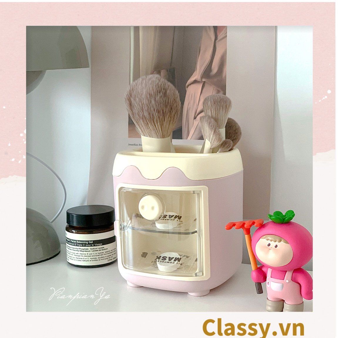 Hộp đựng bút để bàn, kệ đựng đồ trang điểm, phụ kiện, decor bàn làm việc PK1335