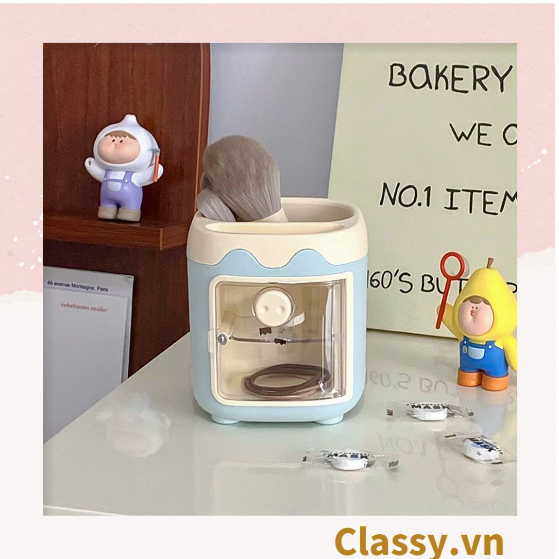 Hộp đựng bút để bàn, kệ đựng đồ trang điểm, phụ kiện, decor bàn làm việc PK1335