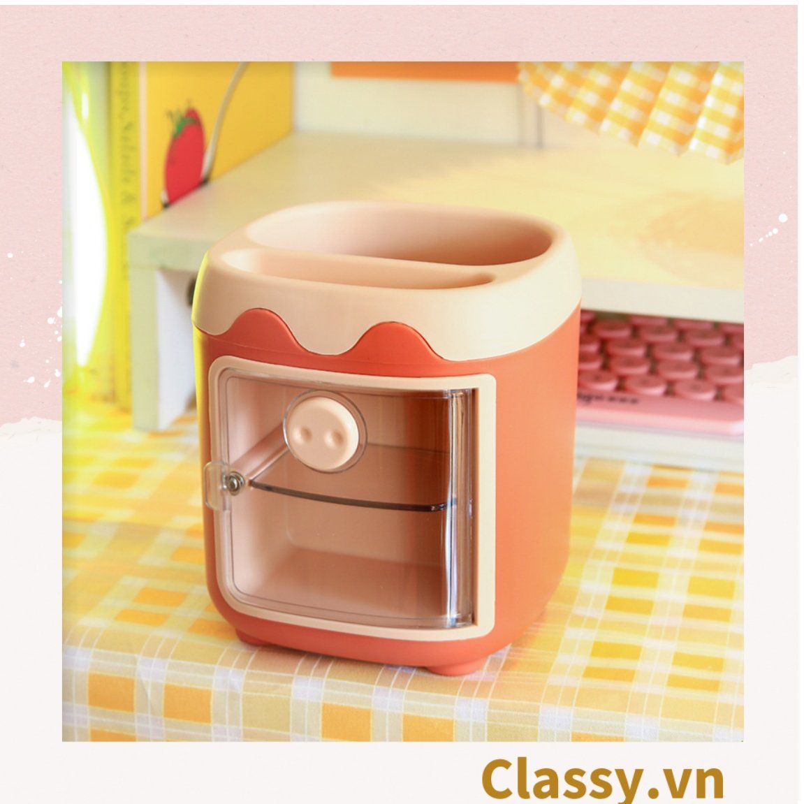 Hộp đựng bút để bàn, kệ đựng đồ trang điểm, phụ kiện, decor bàn làm việc PK1335