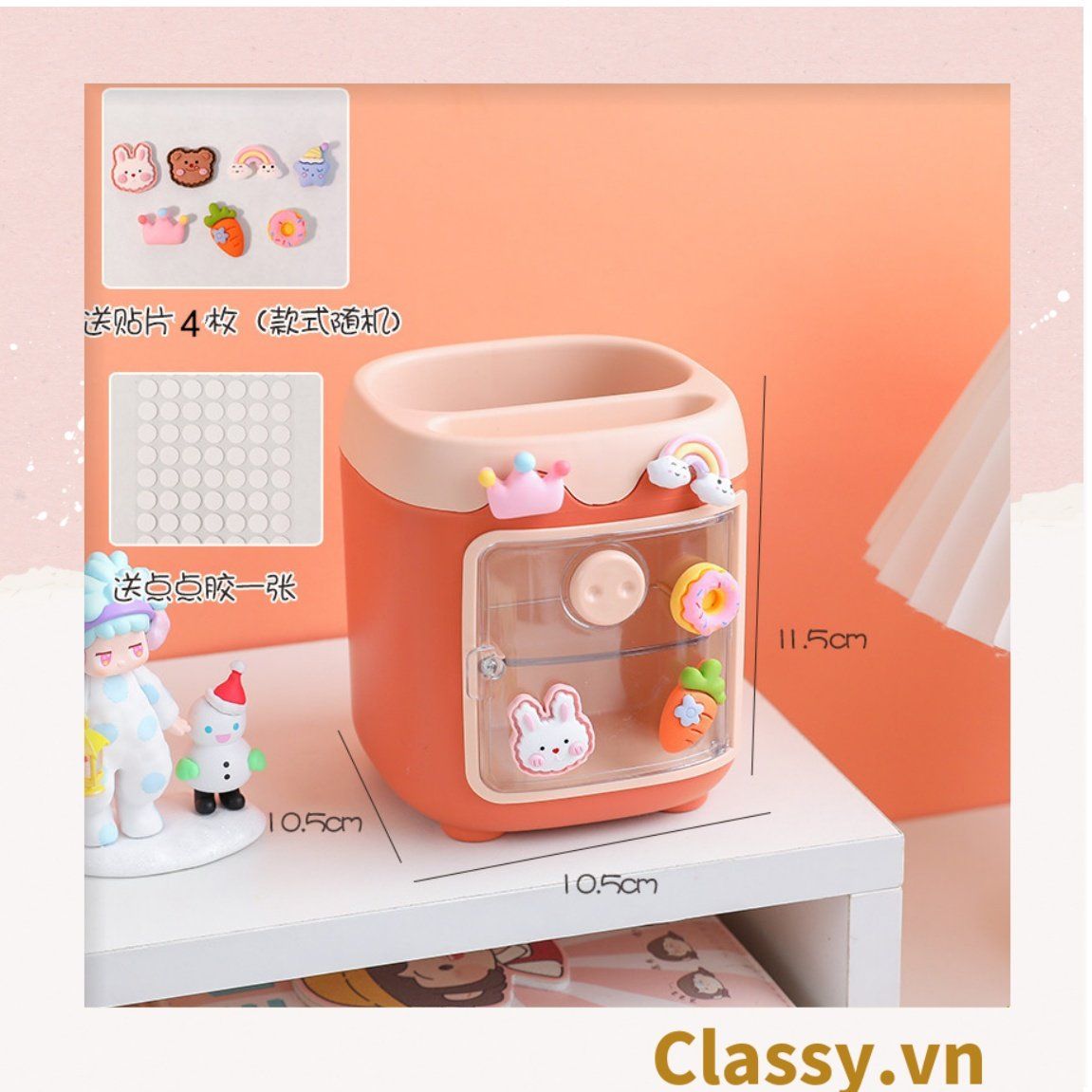 Hộp đựng bút để bàn, kệ đựng đồ trang điểm, phụ kiện, decor bàn làm việc PK1335