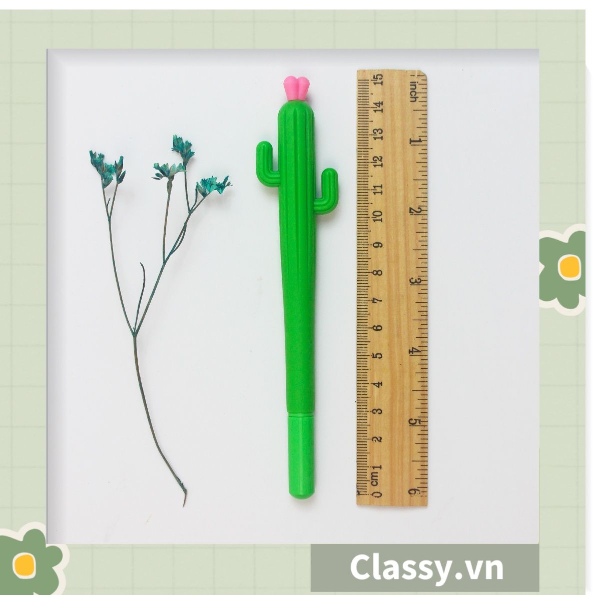  Bút gel hình xương rồng cactus màu xanh dài 15 CM siêu dễ thương dụng cụ học sinh văn phòng phẩm PK1339 