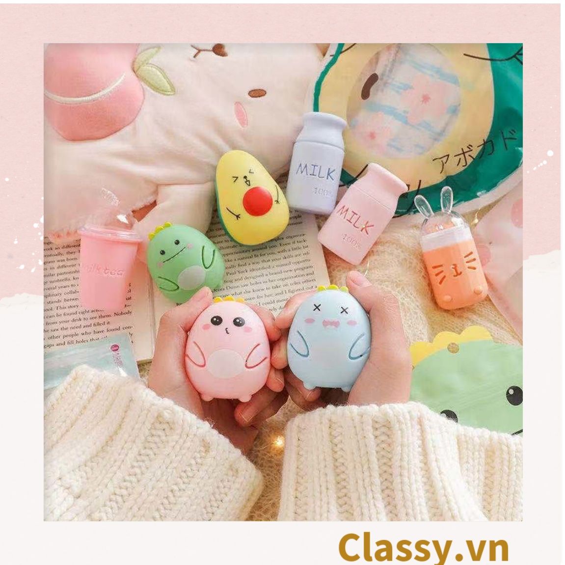 Mô hình trứng khủng long chuyên sưởi ấm tay Classy, túi 2 chiếc có thể thay lõi PK1364