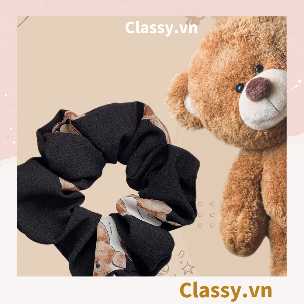  Dây cột tóc Classy họa tiết chú gấu siêu êm siêu bền PK1370 