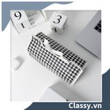  Classy Hộp đựng khăn giấy màu trắng đen, họa tiết sang trọng PK1383 