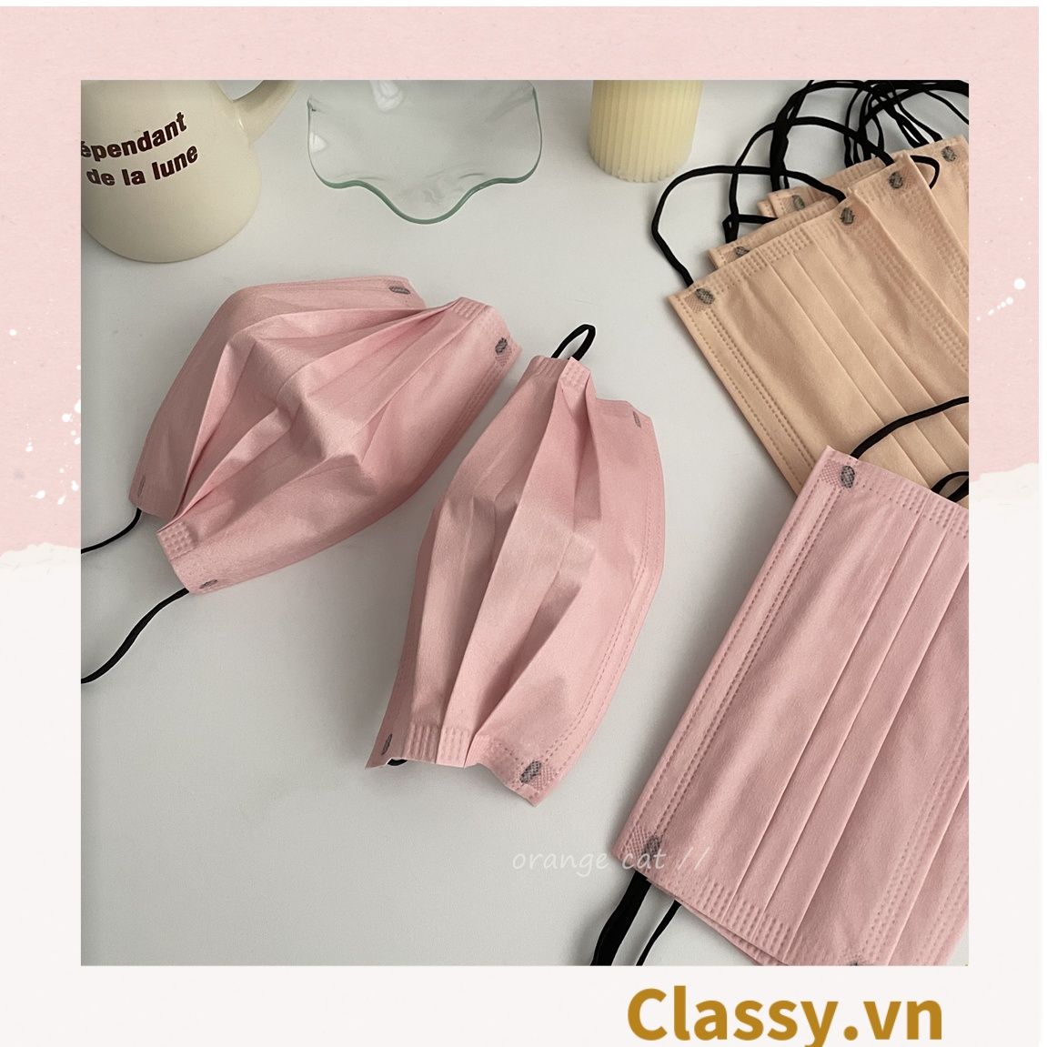  Combo 10 chiếc khẩu trang Classy màu loang tông hồng, giúp kháng khuẩn PK1387 