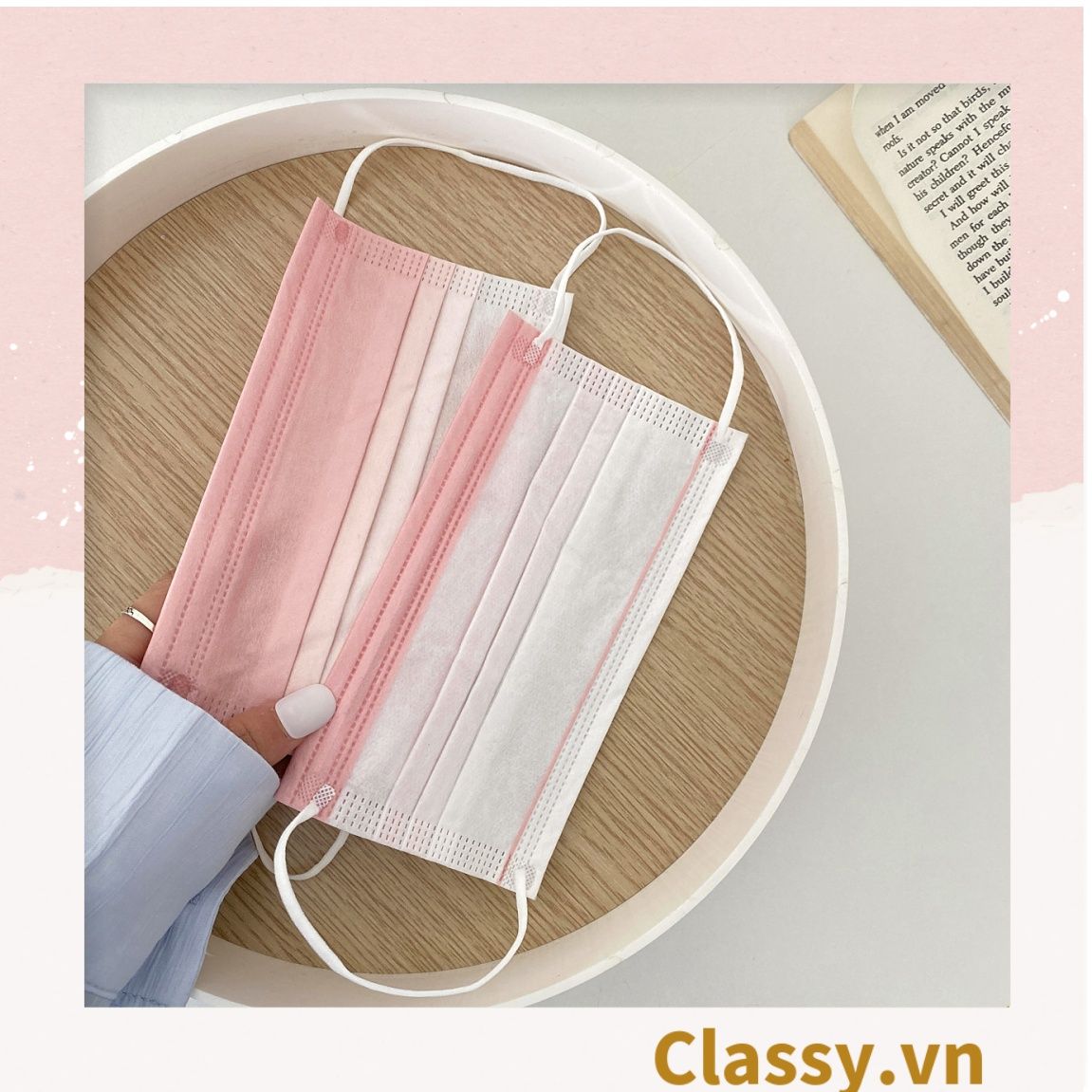  Combo 10 chiếc khẩu trang Classy màu loang tông hồng, giúp kháng khuẩn PK1387 