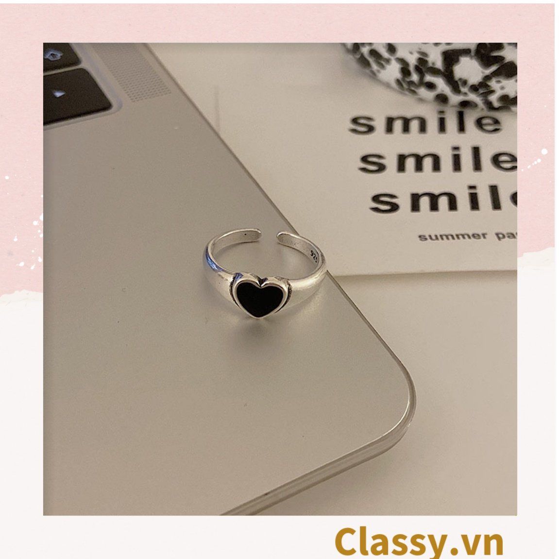 Classy Nhẫn hở kim loại họa tiết trái tim đầy sang trọng PK1394