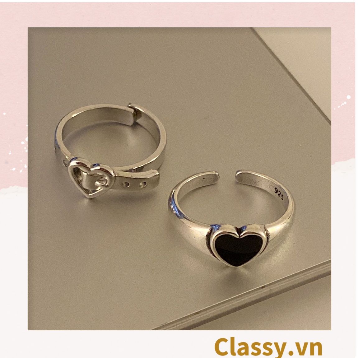 Classy Nhẫn hở kim loại họa tiết trái tim đầy sang trọng PK1394