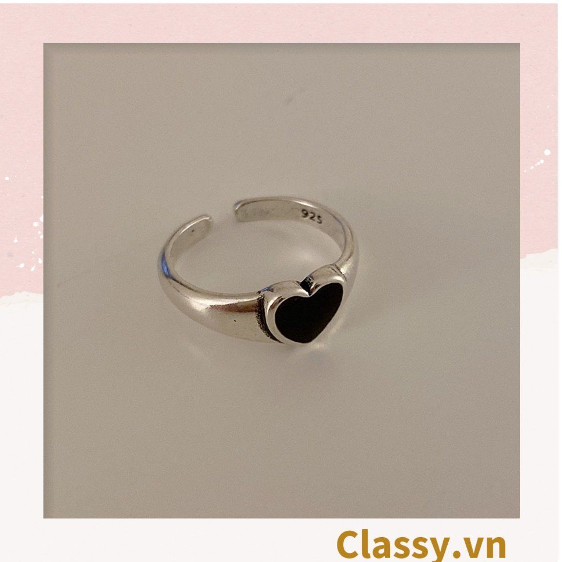  Classy Nhẫn hở kim loại họa tiết trái tim đầy sang trọng PK1394 