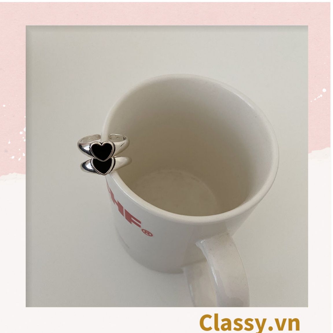 Classy Nhẫn hở kim loại họa tiết trái tim đầy sang trọng PK1394