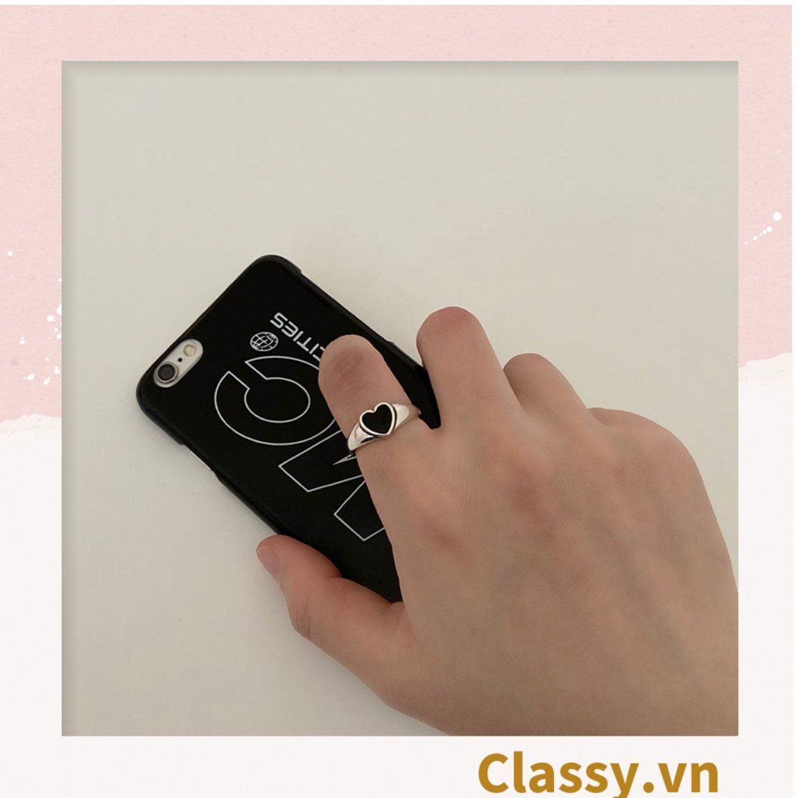 Classy Nhẫn hở kim loại họa tiết trái tim đầy sang trọng PK1394