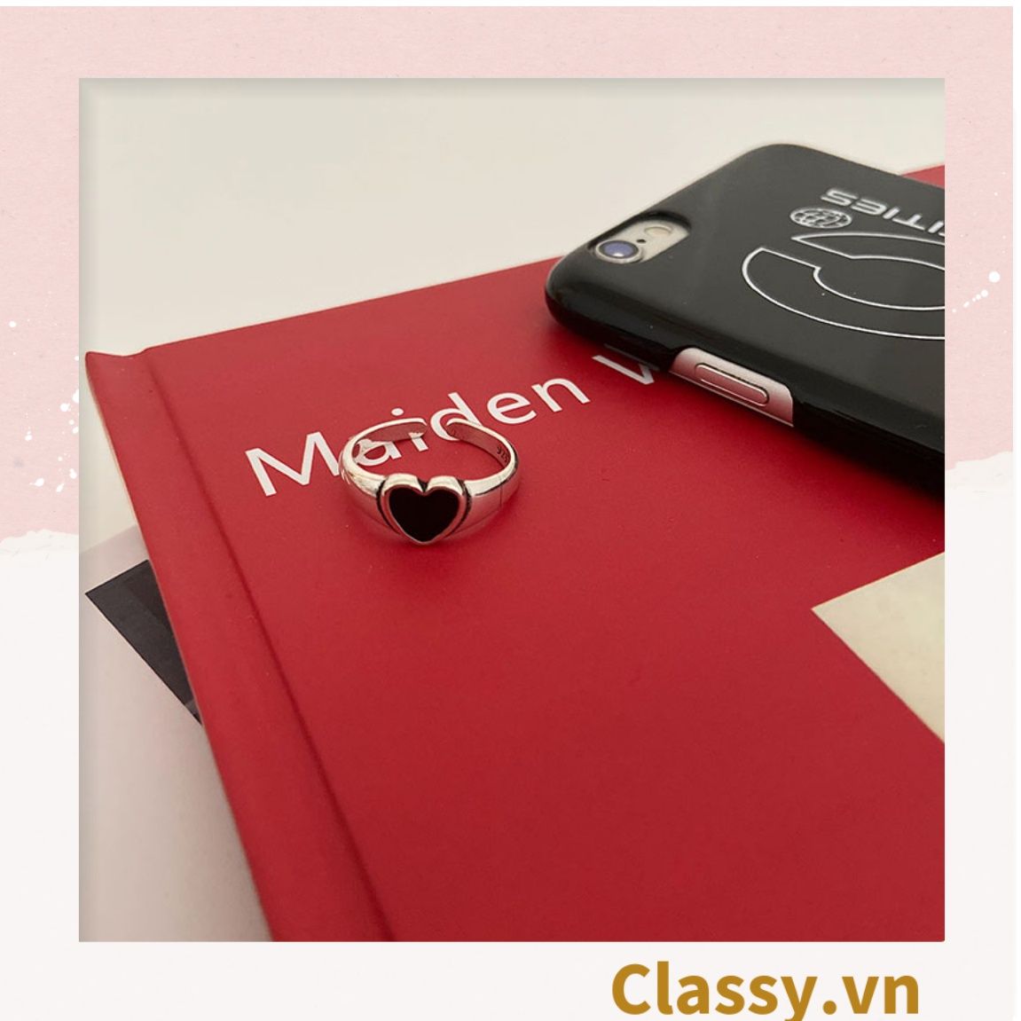 Classy Nhẫn hở kim loại họa tiết trái tim đầy sang trọng PK1394