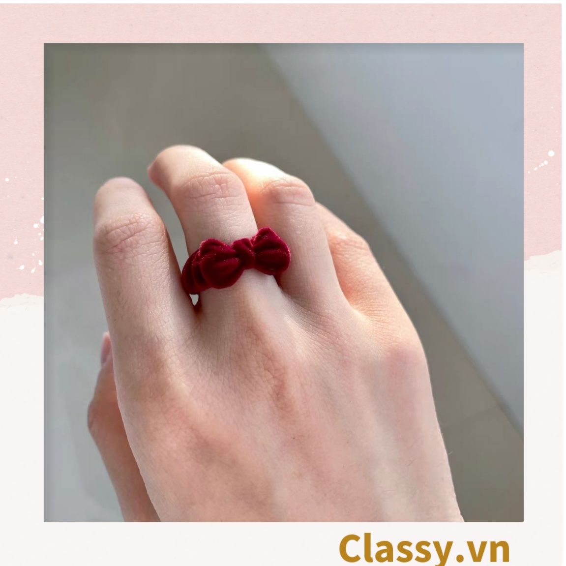  Classy Nhẫn hở bọc vải nhung họa tiết gấu và thỏ độc đáo PK1396 