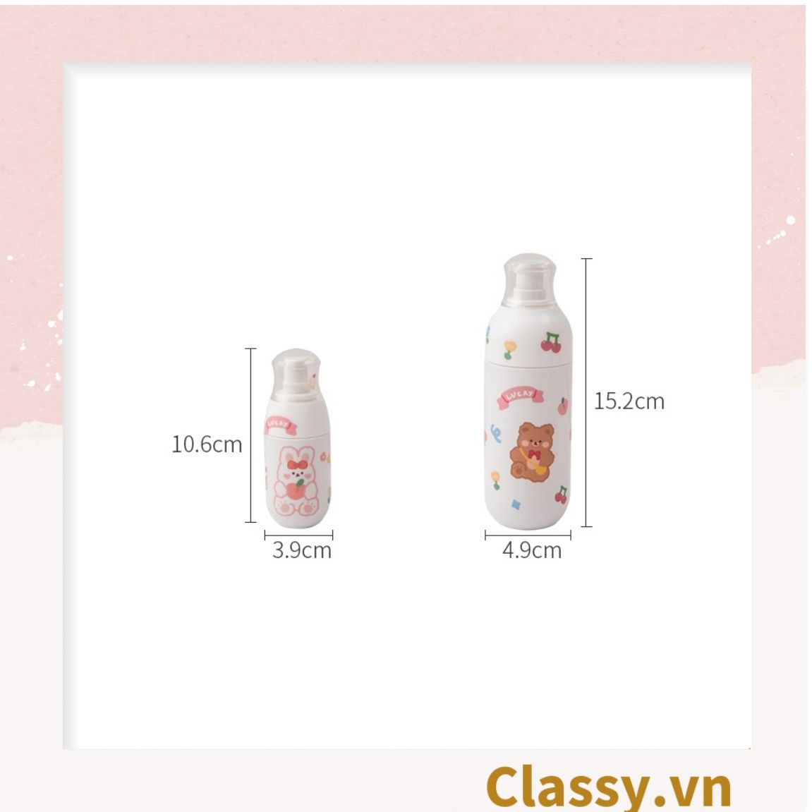 Classy Chai chiết mỹ phẩm dạng xịt, dạng vòi bấm bằng nhựa dung tích 100ml, 50ml PK1398