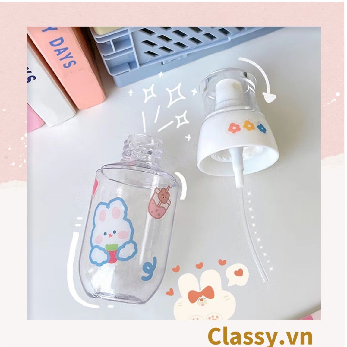 Classy Chai chiết mỹ phẩm dạng xịt, dạng vòi bấm bằng nhựa dung tích 100ml, 50ml PK1398