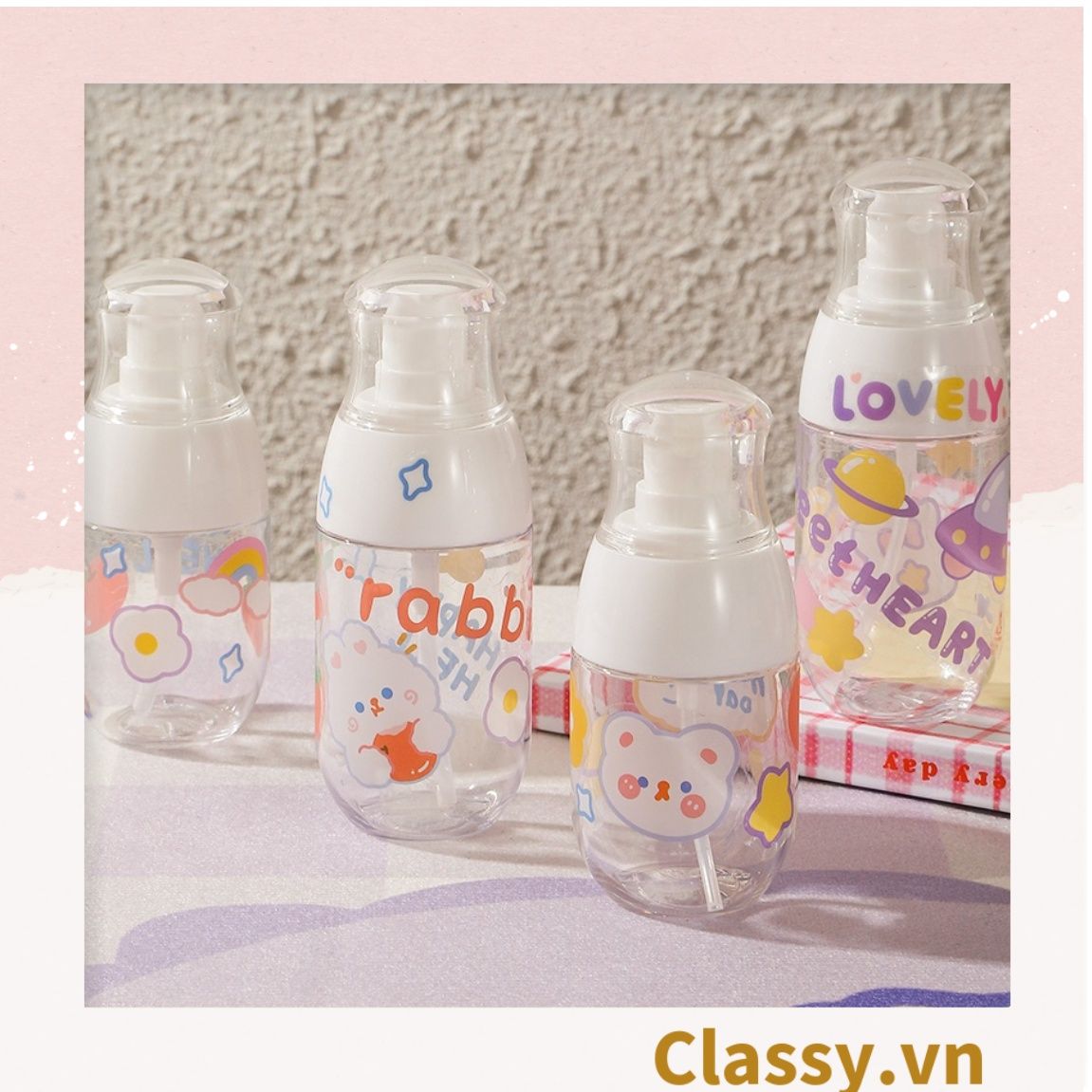 Classy Chai chiết mỹ phẩm dạng xịt, dạng vòi bấm bằng nhựa dung tích 100ml, 50ml PK1398