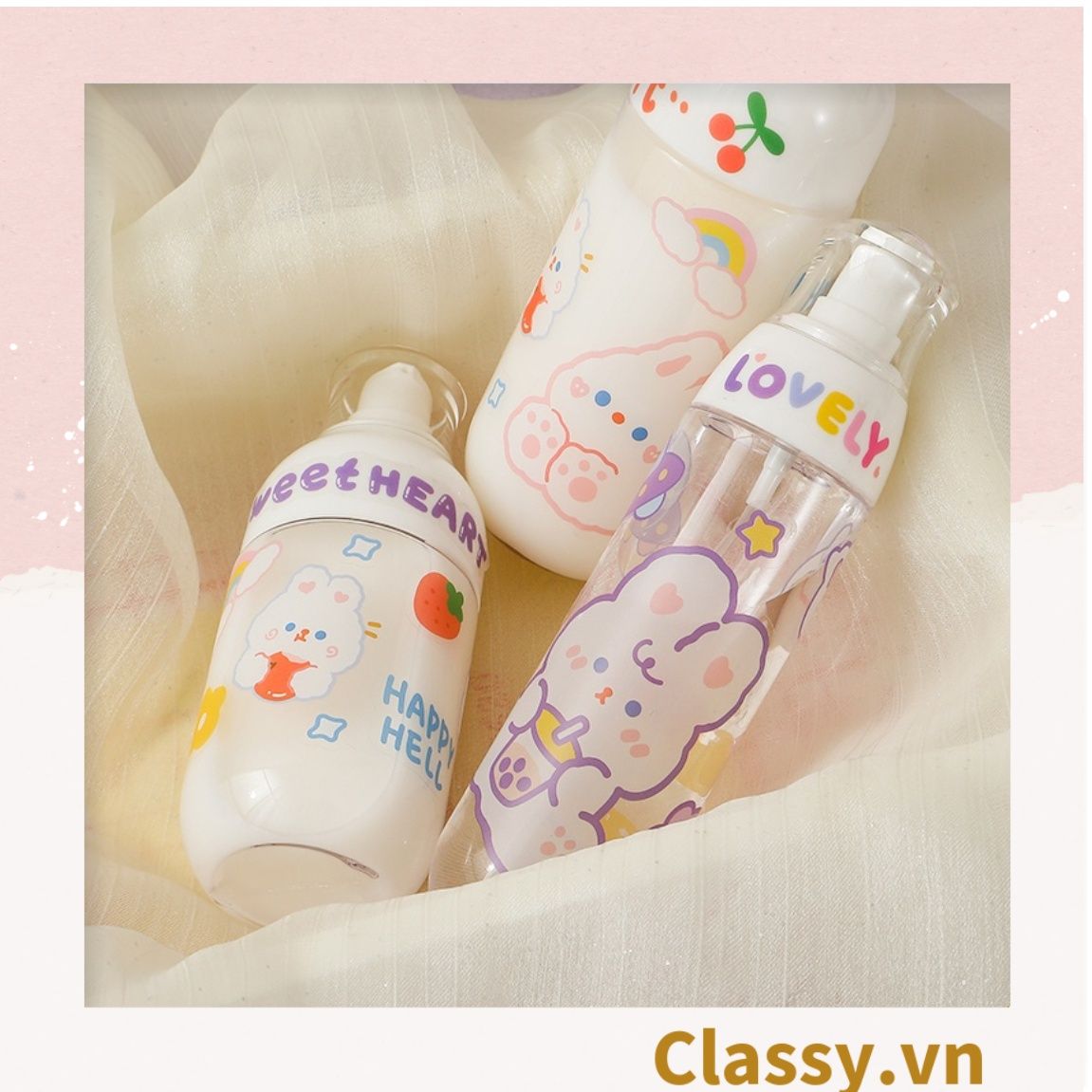 Classy Chai chiết mỹ phẩm dạng xịt, dạng vòi bấm bằng nhựa dung tích 100ml, 50ml PK1398