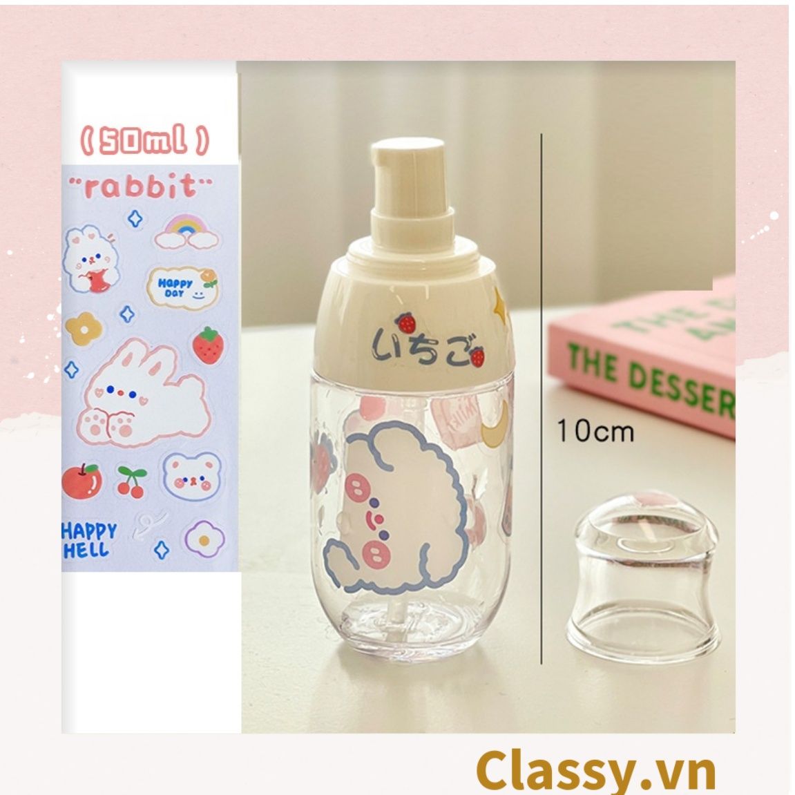 Classy Chai chiết mỹ phẩm dạng xịt, dạng vòi bấm bằng nhựa dung tích 100ml, 50ml PK1398