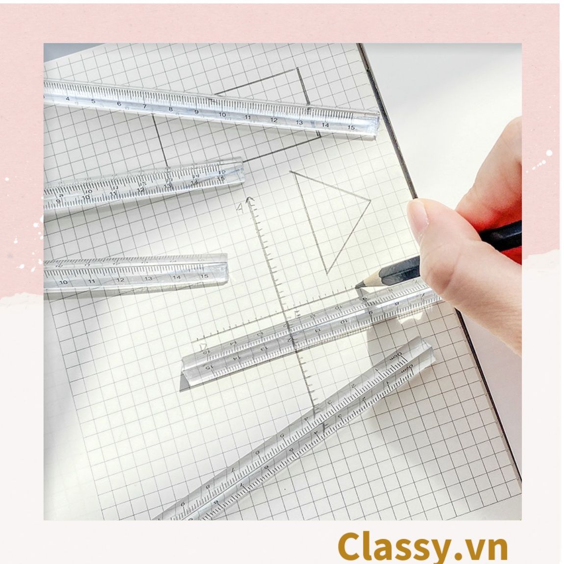 Classy Thước kẻ 20CM trong suốt hình lăng trụ tam giác độc đáo PK1412
