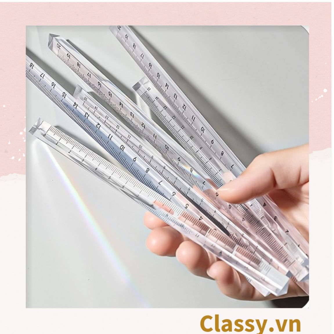  Classy Thước kẻ 20CM trong suốt hình lăng trụ tam giác độc đáo PK1412 