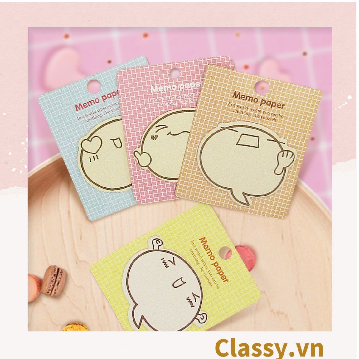 Classy Giấy note, giấy ghi chú hoạt tiết độc đáo nhiều màu pastel PK1416