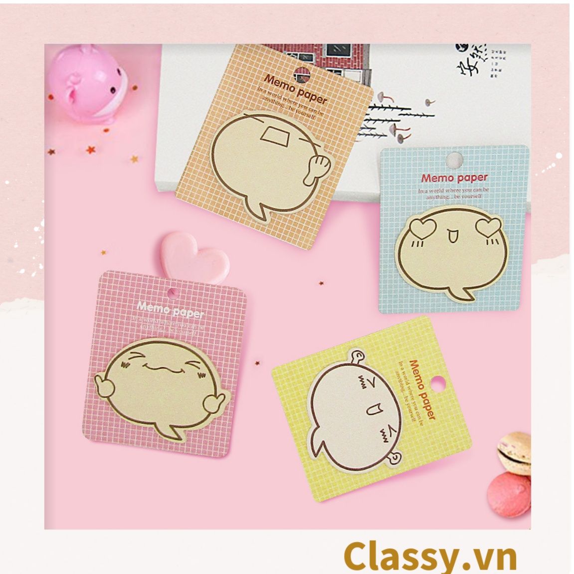  Classy Giấy note, giấy ghi chú hoạt tiết độc đáo nhiều màu pastel PK1416 