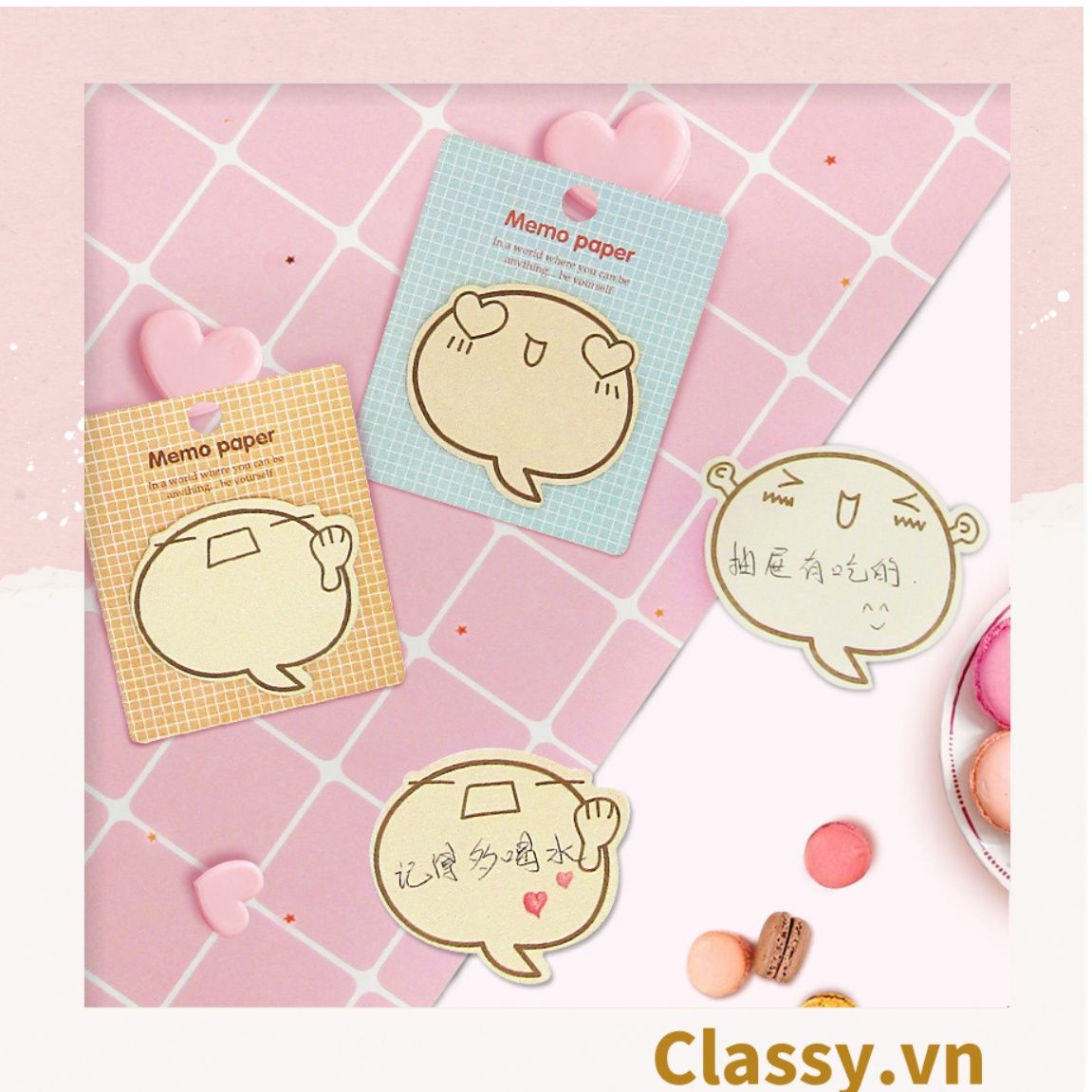  Classy Giấy note, giấy ghi chú hoạt tiết độc đáo nhiều màu pastel PK1416 