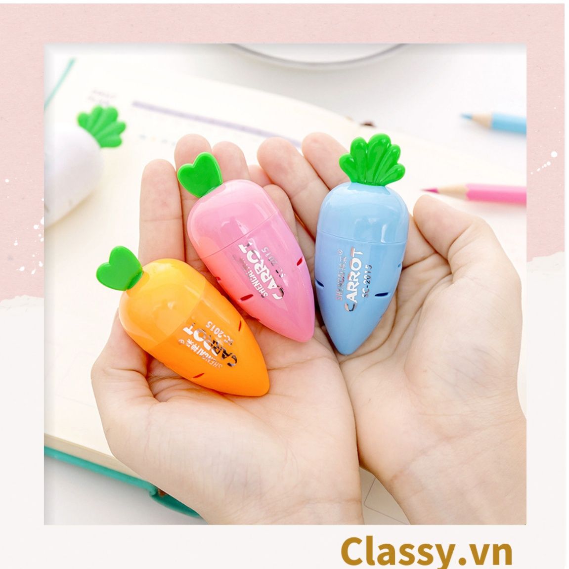  Classy Gọt bút chì, dụng cụ chuốt chì hình củ cà rốt nhiều màu PK1417 