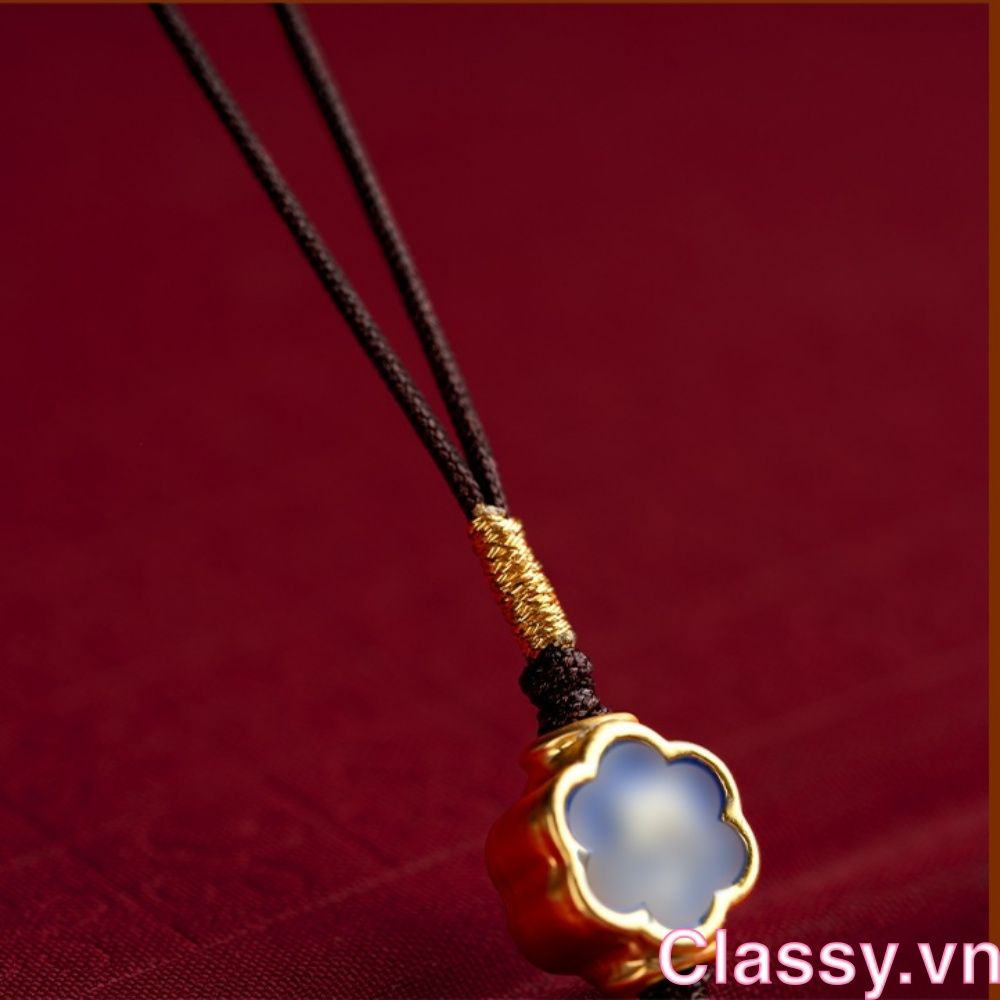 Classy Móc khóa phong thủy dài 21 cm hạt chu sa đỏ mang ý nghĩa may mắn gắn chìa khóa, điện thoại, sổ tay PK1420