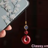  Classy Móc khóa phong thủy dài 21 cm hạt chu sa đỏ mang ý nghĩa may mắn gắn chìa khóa, điện thoại, sổ tay PK1420 