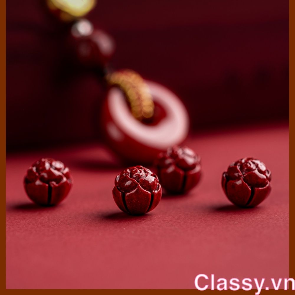  Classy Móc khóa phong thủy dài 21 cm hạt chu sa đỏ mang ý nghĩa may mắn gắn chìa khóa, điện thoại, sổ tay PK1420 