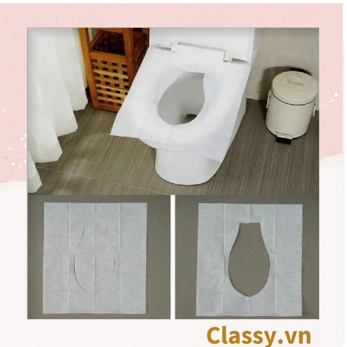  10 miếng Giấy lót bồn cầu dùng 1 lần đi du lịch vnctshop, miếng lót bồn cầu toilet nhà vệ sinh công cộng tự phân hủy PK1425 