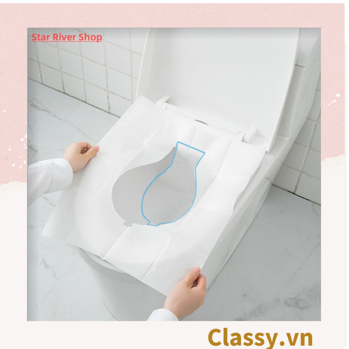  10 miếng Giấy lót bồn cầu dùng 1 lần đi du lịch vnctshop, miếng lót bồn cầu toilet nhà vệ sinh công cộng tự phân hủy PK1425 