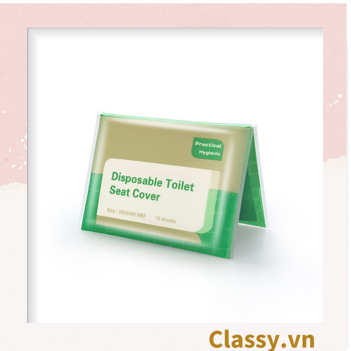 10 miếng Giấy lót bồn cầu dùng 1 lần đi du lịch, miếng lót bồn cầu toilet nhà vệ sinh công cộng tự phân hủy PK1425
