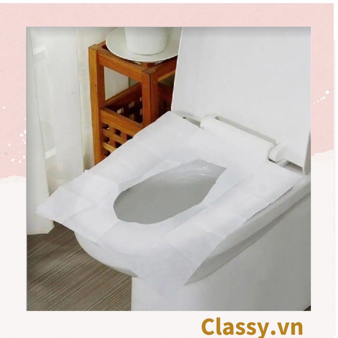 10 miếng Giấy lót bồn cầu dùng 1 lần đi du lịch, miếng lót bồn cầu toilet nhà vệ sinh công cộng tự phân hủy PK1425