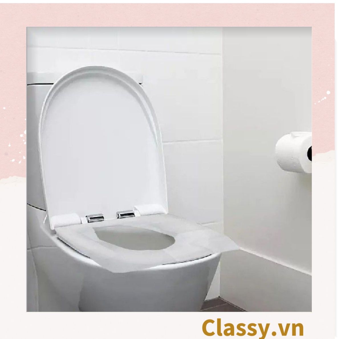 10 miếng Giấy lót bồn cầu dùng 1 lần đi du lịch, miếng lót bồn cầu toilet nhà vệ sinh công cộng tự phân hủy PK1425