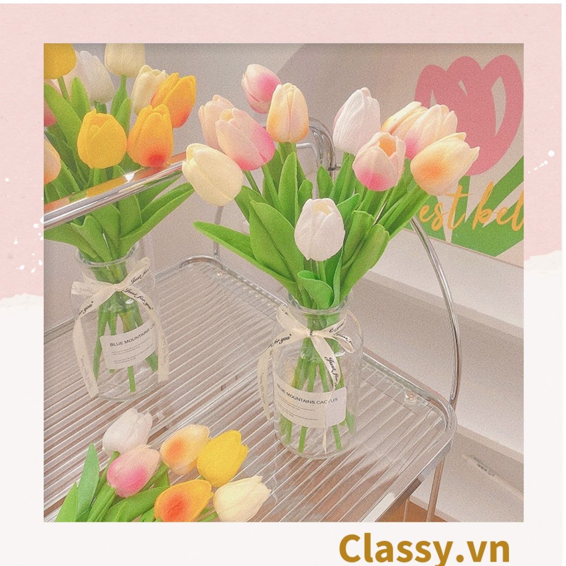 Bông tulip bằng vải, làm đạo cụ chụp hình, trang trí nhà cửa PK1474
