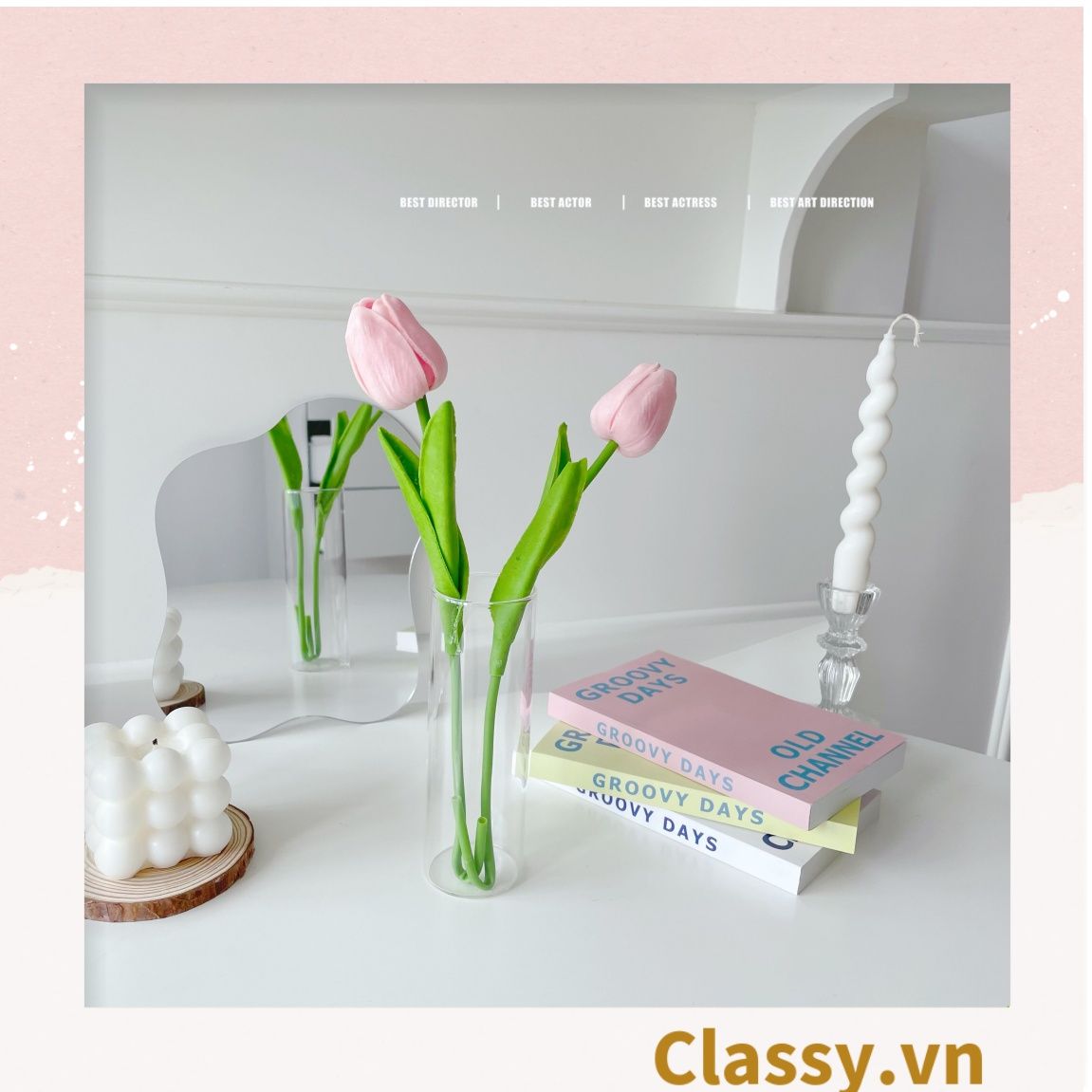 Bông tulip bằng vải, làm đạo cụ chụp hình, trang trí nhà cửa PK1474