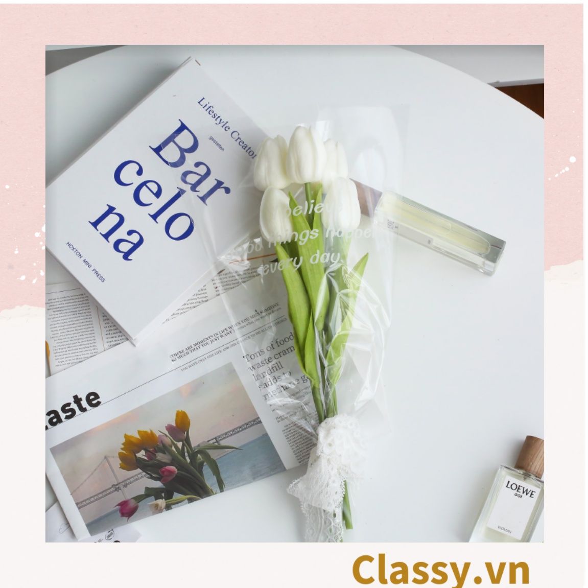 Bông tulip bằng vải, làm đạo cụ chụp hình, trang trí nhà cửa PK1474