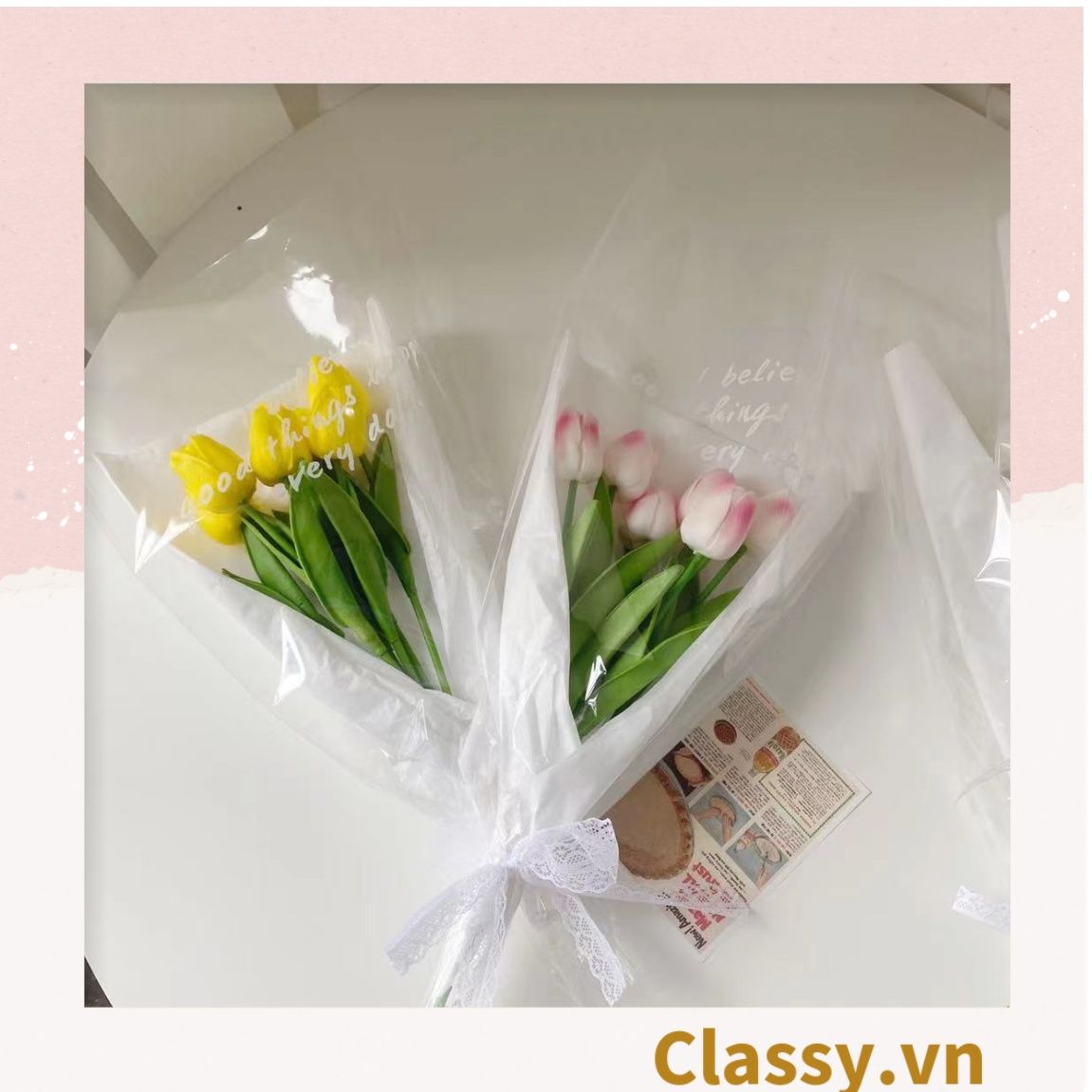 Bông tulip bằng vải, làm đạo cụ chụp hình, trang trí nhà cửa PK1474