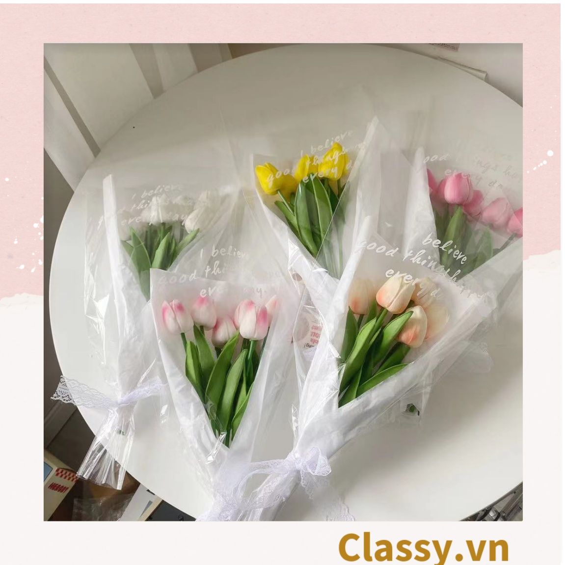 Bông tulip bằng vải, làm đạo cụ chụp hình, trang trí nhà cửa PK1474