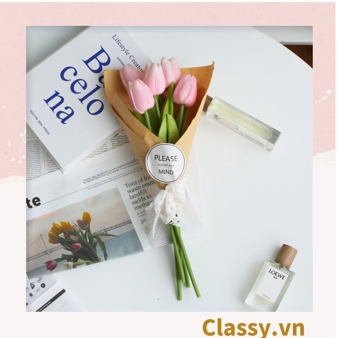 Bông tulip bằng vải, làm đạo cụ chụp hình, trang trí nhà cửa PK1474